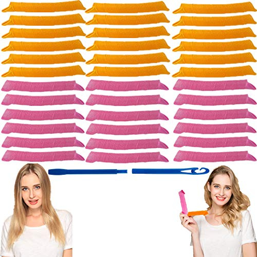 EQARD Bigoudis de Cheveux Sans Chaleur Pas de Chaleur Boucles en Spirale Coiffage Rouleaux Kit Magiques Bigoudis avec Crochets de Coiffage pour Salon à Domicile DIY La Plupart des Types de Coiffures