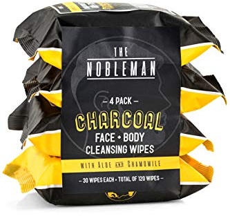4 Pcs Charcoal Cleansing Wipes for Face and Body, 120ct