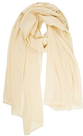 YOUR SMILE for Women Lightweight Breathable Solid Color Soft Chiffon Long Fashion Scarves Sunscreen Shawls (Beige)