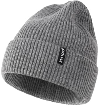 Zylioo XL/XXL Beanie Hats for Big Heads, Winter Knitted Beany Hats, Warm Slouchy Cuffed Skull Watching Cap