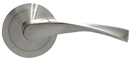 Micel 07082 - Jeu de poignée avec rosace large (65 mm) et poignée en aluminium, finition nickel satiné, couleur argent, 135 x 65 x 65 mm