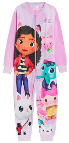 gabby's Dollhouse Combinaison Pyjama Gabby Tout-en-Un en Polaire pour Enfants, Rose, 4-5 Ans