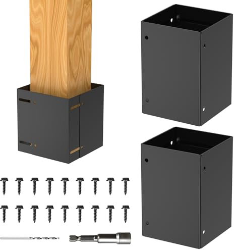 MENIBBLER Stainless Steel Post Protector Rustproof, Post Base Protectors, Adjustable Range 3.3-6 Inch Waterproof Fences Guard Brackets for Wood Mailbox Pergolas Gazebos Pavilion Deck