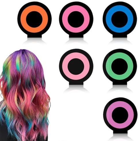 Tkekruh 6 Colori Gessi Colorati per Capelli, Gessetti Colorati, Pettine Colore Capelli Temporaneo per Tinta, Set di Colorazione Temporanea per Feste, Halloween, Cosplay e Festival, Hair Dye