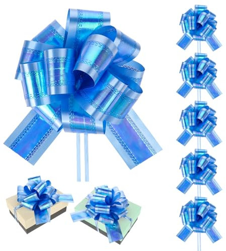 Giantree 6 Stück Große Geschenkschleife, 15cm Geschenk Schleife Große Schleife Geschenkschleife groß für Auto Dekor Hochzeit New Houses Party Feier Geschenkschleife Tüten(Blau)