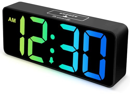 DreamSky Large Digital Alarm Clock Big Numbers for Seniors & Visually Impaired, RGB 9 Inches Desk Clock for Bedroom, Dimmable Jumbo Display, USB Ports, Loud Alarm for Heavy Sleepers, Adjustable Volume