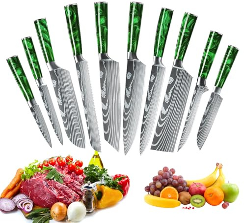 MDHAND Küchenmesser Set, 10-teiliges Set aus Rostfreiem Stahl Mit Ergonomischem Griff, Perfektes Geschenkset für Profiköche und Anfänger