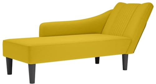 vidaXL Sdraio con Bracciolo Destro in Velluto Giallo, divano chaise longue, poltrona, divano soggiorno, salotto, divano lounge, sedia accento
