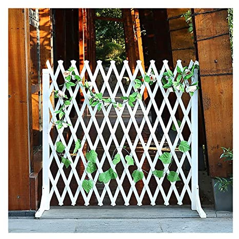 Clôture de jardin extensible en bois - Grillage robuste et autonome - Barrière pour animaux domestiques - Pliable et étendue - Dimensions : 100 x 200 cm (H x L)