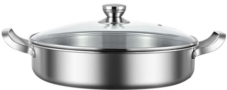 UGCER Spansk paella-panna med lock, skaldjursgryta i rostfritt stål 316, lämplig för induktion, jämn värmefördelning, för restaurangen i köket hemma, 30 cm