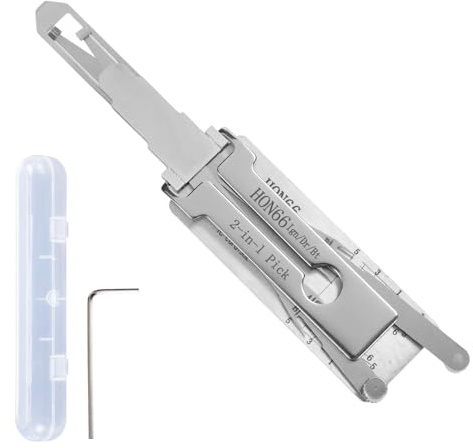 HON66 Kit de crochetage de serrure 2 en 1 et décodeur pour voiture, lecteur de clés de voiture, kit de réparation multifonction en acier inoxydable, outils à main robustes, outils de serrurier
