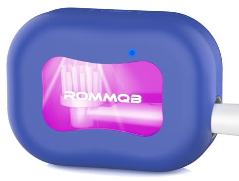 ROMMQB UV Zahnbürste Sterilisator Desinfektionsmittel, Elektrische Zahnbürste Sanitizer Case mit Violettem Licht, Mini Cleaner Case, Smart Home Travel Box für Alle Zahnbürsten (Lila)