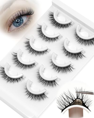 Obeyalash Ciglissime Press E Go Autoadesive Pre Glued Eyelashes Natural Look Wispy 5pairs Self Adhesive Eyelashes No Glue Needed Reusable Stick On Lashes Glueless DIY at Home (6D09)