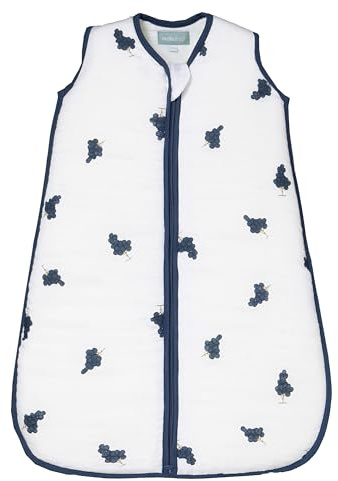 molis&co - Saco de Dormir para bebé 2.5 TOG - 60 cm (0 Meses) - Ideal para Invierno - Muselina de Bambú Premium - Acolchado, Suave y Cálido - Grapes