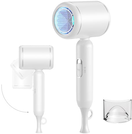 Secador pelo viaje 1800W Plegable & Compacto, Mini Secador de Pelo Ionico con Boquilla, 2 Niveles Calor & Aire – Hair Dryer Secador de Viaje Potente