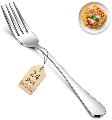 Berglander Dinner Forks Set of 24, Stainless Steel 18.5cm Table Forks for Home Kitchen, Hotel, Restaurant, Dishwasher Safe