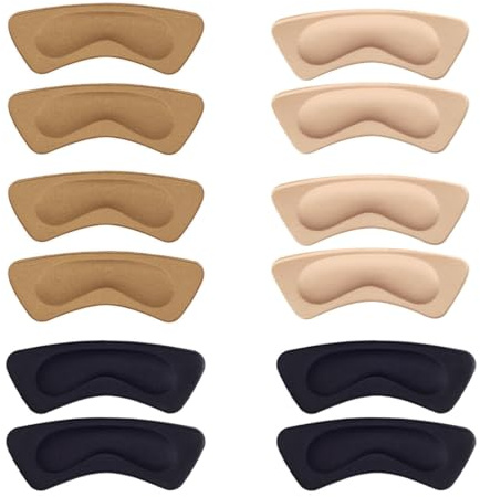 YIPFEN 6 Paires Coussins Talon Pads Grips Chaussure Autocollants Semelles Protecteurs Pieds (Noir, Blanc, Kaki)