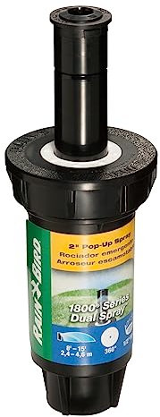 Rain Bird 1802 FDS – 5,1 cm Professional Double Vaporisateur Arroseur escamotable, 360 ° Full Circle Pattern, 8 '– 15' Spray Distance