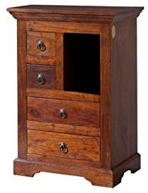 MASSIVMOEBEL24.DE | Oxford Kommode aus Massivholz #503 Akazienholz - Nougat, lackiert Kolonialstil 55x40x80 cm Kommode aus Massivholz Vollholzkommode