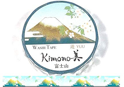 Kamiiso Kimono Washi Masking Tape (15mm) Foil Stamping - Fuji Mountain - for Scrapbooking Art Craft DIY Photo Album Decoration
