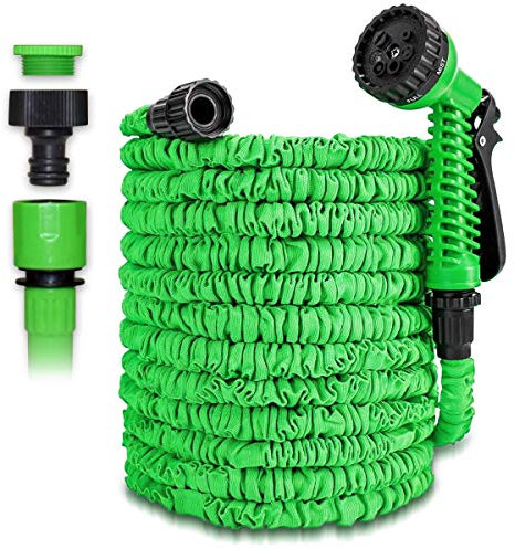 Gartenschlauch Flexibler Gartenschlauch 7,5m 15m 22,5m 30m 37,5m 45m 60m 75m Dehnbarer Gartenschlauch Bewässerungsschlauch Flexibler Gartenschlauch, Farbe:Grün, Größe:75m