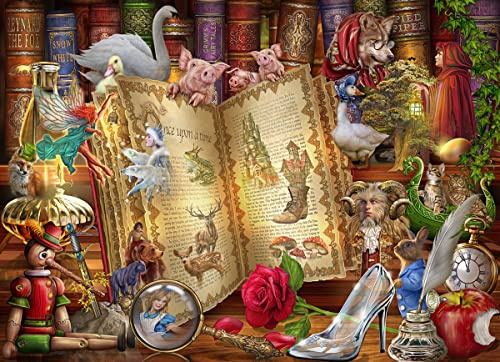Vermont Christmas Company Puzzle Story Time – 1000 pièces entièrement emboîtables et de forme aléatoire – Puzzles de conte de fées pour adultes (68 x 49 cm)