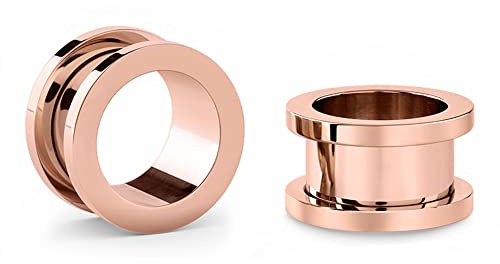Jewel Barrel Pair Flesh Tunnlar 2 st öronsträckare expanderare dubbelutsvängd skruvpassform piercing kirurgiskt stål 1,6 mm – 20 mm silver svart roséguld regnbåge blå, 10, 316L Sugiskt stål