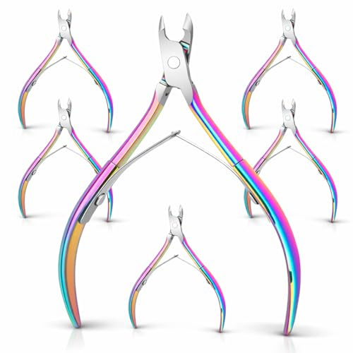8 Pieces Cuticle Trimmer Stainless Steel Cuticle Nippers Pointed Blade Dead Skin Cutter Clipper Remover Scissors Manicure Tools for Fingernails and Toenails(Vivid Color)