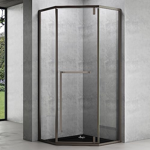 Mai & Mai Fünfeck-Duschkabine mit Duschtasse 80x80 cm Duschwand Echtglas 8mm ESG-Sicherheitsglas Edelstahl-Türrahmen Duschabtrennung ebenerdige Montage Ravenna68K