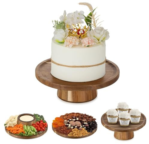 Nuptio Alzatina Dolci Alzata Portatorte: 24.3cm Torte Alzate Alzatine Stand Legno Cupcake Torta Cake Esspositori Portatorta Natale Supporto Natalizia