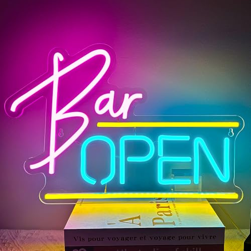 RuCvixkt Bar Open Neon Sign - Led Open Sign for Business,Open Neon Signs for Wall Decor Welcome Light Up Sign for Beer Bar Man Cave Cafe Home Stores Hotel