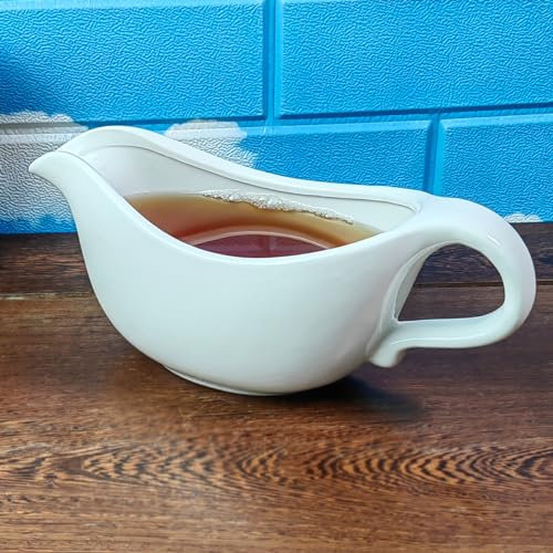 Porcelain Gravy Boat with Drip-Free Spout, 710ml, White Gravy Boat- Perfect for Serving Hot Gravy, Sauce, or Dressing