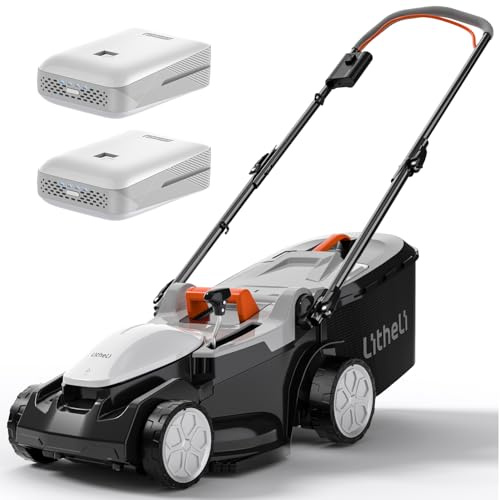 Litheli Tagliaerba Tosaerba a Batteria 37cm, Altezza Regolabile 25-75mm, Sacco 40L,Fino a 300m², Tosaerba Elettrico con 2x 20V Batterias 4.0Ah