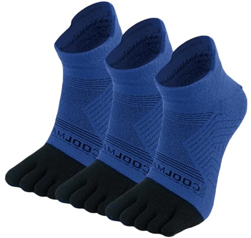 TRIWONDER Calzini 5 Dita Antiscivolo per Running Uomo Donna - 3 Coppie Calze Traspiranti con Dita Separate daper Palestra，Corsa, Trail, Fitness, Yoga (Blu, L)
