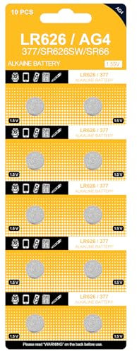 Zevy3 10 Pack SR626SW 377 AG4 1.5V Button Cell Batteries Long Lasting Silver Alkaine Watch Batteries for Watches, Calculators, and Small Electronics
