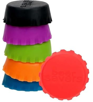 Set of 6 Reusable Silicone Bottle Caps – Beer & Wine Saver Tops in Assorted Colors – Leak-Proof, Airtight Drink Sealers