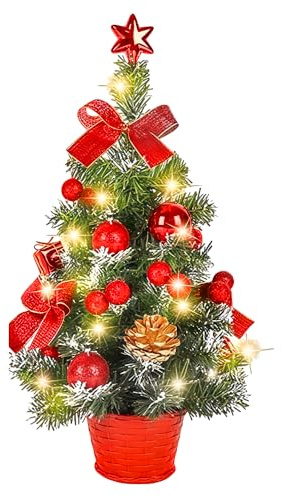 Belyst Mini julgran (röd)