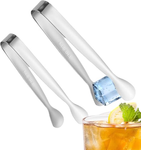 Pinze per il ghiaccio | 2 pezzi strumenti in acciaio inossidabile per impugnare lo zucchero, pinze da cocktail in metallo, fette di limone bevitori per tè amanti del caffè panettiere ristorante hotel