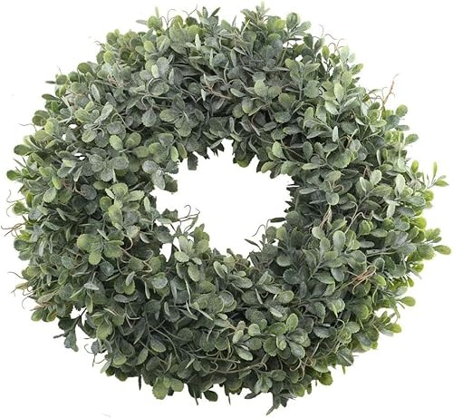 Minnhua Ghirlanda di Eucalipto Artificiale 47 cm Ghirlanda Primaverile per Porta Verde Corona Artificiale di Eucalipto 2 Supporti PVC Corona Estiva per Porta Estate Matrimoni Decorazioni