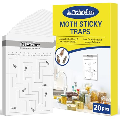 Rekatcher 20 Pezzi Antitarme Alimentari Antitarlo Cattura Insetti con Funzione di Privacy Protezione Efficace per Cucine Dispense E Supermercati
