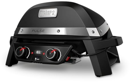 Weber PULSE 2000 electric grill, 49 x 39cm grilling surface, temperatures over 300°C, two-zones, digital temperature control & thermometer, porcelain enameled cast iron grill grate - black (82010074)
