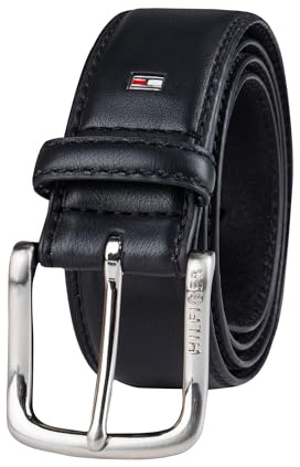 Tommy Hilfiger Men's Casual Belt, Black logo, 40