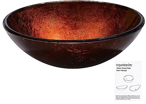 Aquaterior Tempered Glass Bathroom Vessel Sink Artistic Round Vanity Bowl Basin Spa Arts & Crafts