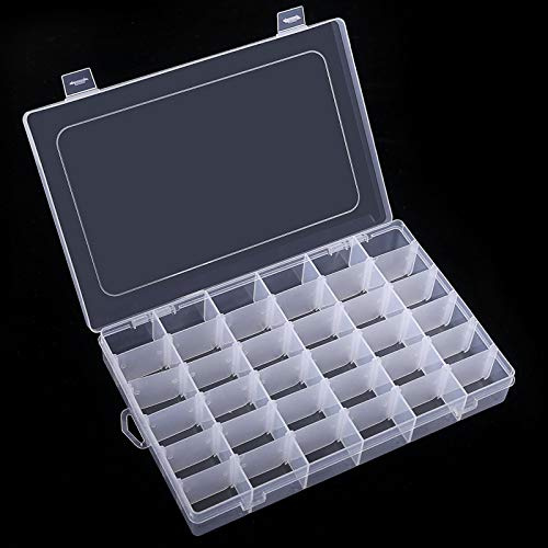 36 Grids Clear Plastic Organizer Box with Adjustable Dividers for Beads