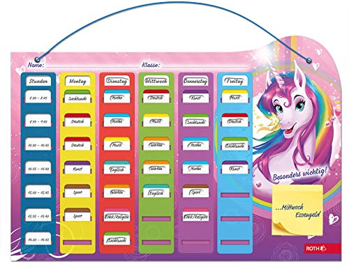 Klipp&Klar Stundenplan Steck Fix - Einhornportrait, A3 - ideal für Mädchen in der Grundschule, Einhorn - Unicorn