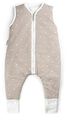 Ehrenkind® Sac de Couchage pour bébé | Coton Biologique | Gigoteuse bébé pour Toute l'année Taille 90 Couleur Taupe avec des étoiles Blanches