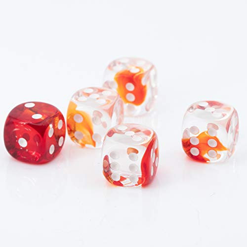 WeLoveBeads W6 Würfel kristall rot/weiß - Made in Germany! - 5Stk