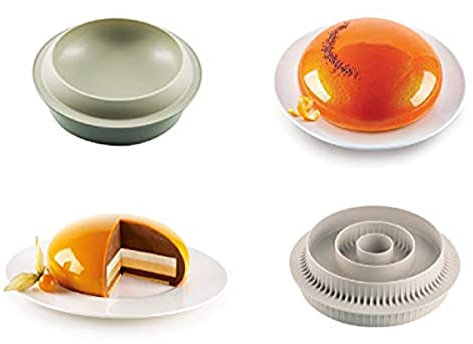 silikomart | Set in Silicone per Torta Moderna GOCCIA + MULTI-INSERTO ROUND, Antiaderente, Confezione da 2 Stampi per Dolci Multiuso, Made in Italy