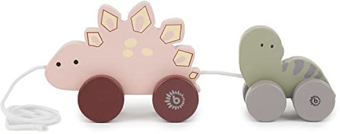 Bieco Nachzieh Dinos | Spielzeug ab 1 Jahr | Süßes Nachziehtier aus Holz | Baby Dinos zum Nachziehen | Ziehtiere ab 1 Jahr | Holzspielzeug Dino Freunde