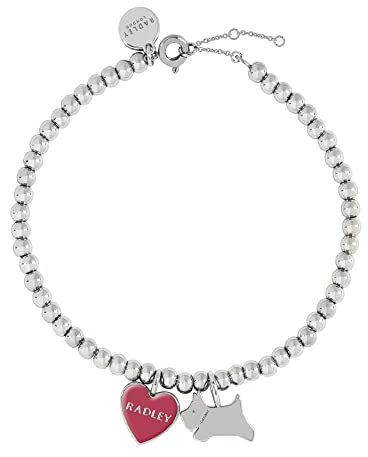 Radley Ladies Silver Plated Friendship Bracelet with Jumping Dog and Pink Enamel Heart RYJ3163S